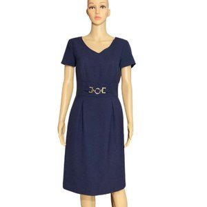Elegant Blue Tahari Sheath Dress for Work - 4